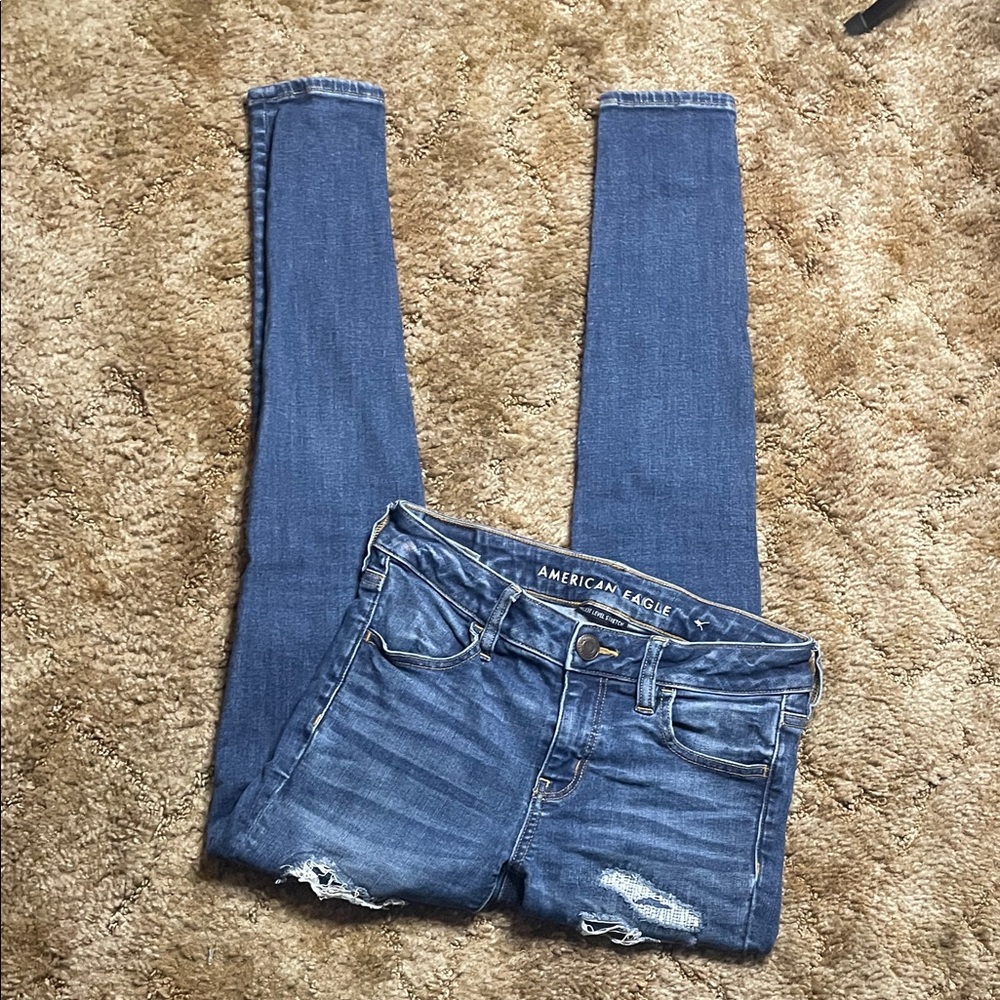 American Eagle Next Level Stretch Faux‎ Ripped Jegging Size 4